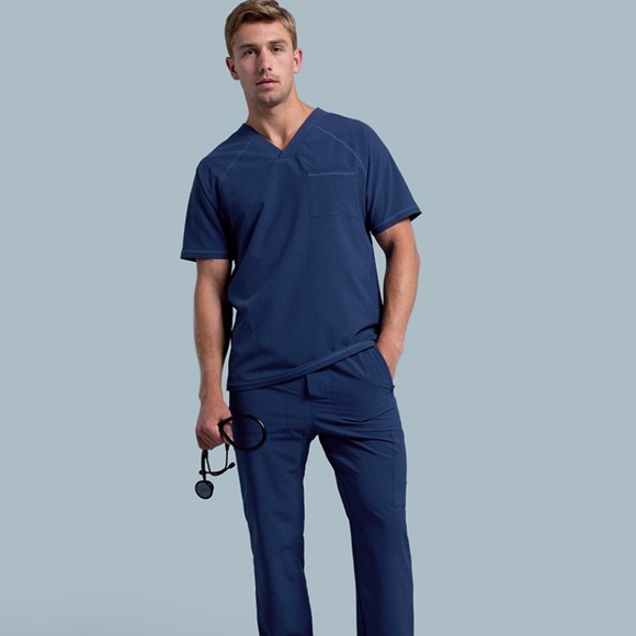 Jaanuu Men’s V-Neck Raglan Scrubs LARGE - Navy Blu - Picture 3 of 3